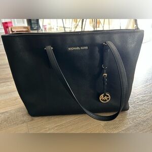 Michael Kors Black Tote with Gold Accents